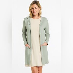 Mint green long cardigan jacket hoodie long sleeve open front cover up sweater